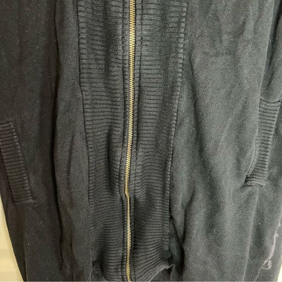 Prana Long Full Zip Black Tunic Sweater Duster Misha‎ Design on Back Size Med - Picture 6 of 7